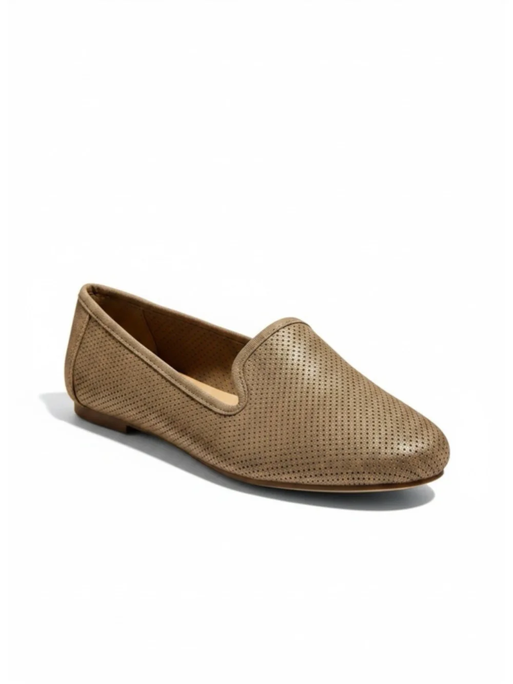 Torrid Taupe Perforated Loafer Flats WW 10 Workwear Minimalist Suede Plus Size